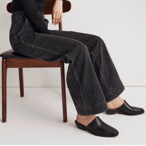 Brand New Madewell Real Leather Black Jesse Western Mule - Size 7.5 - Picture 1 of 8